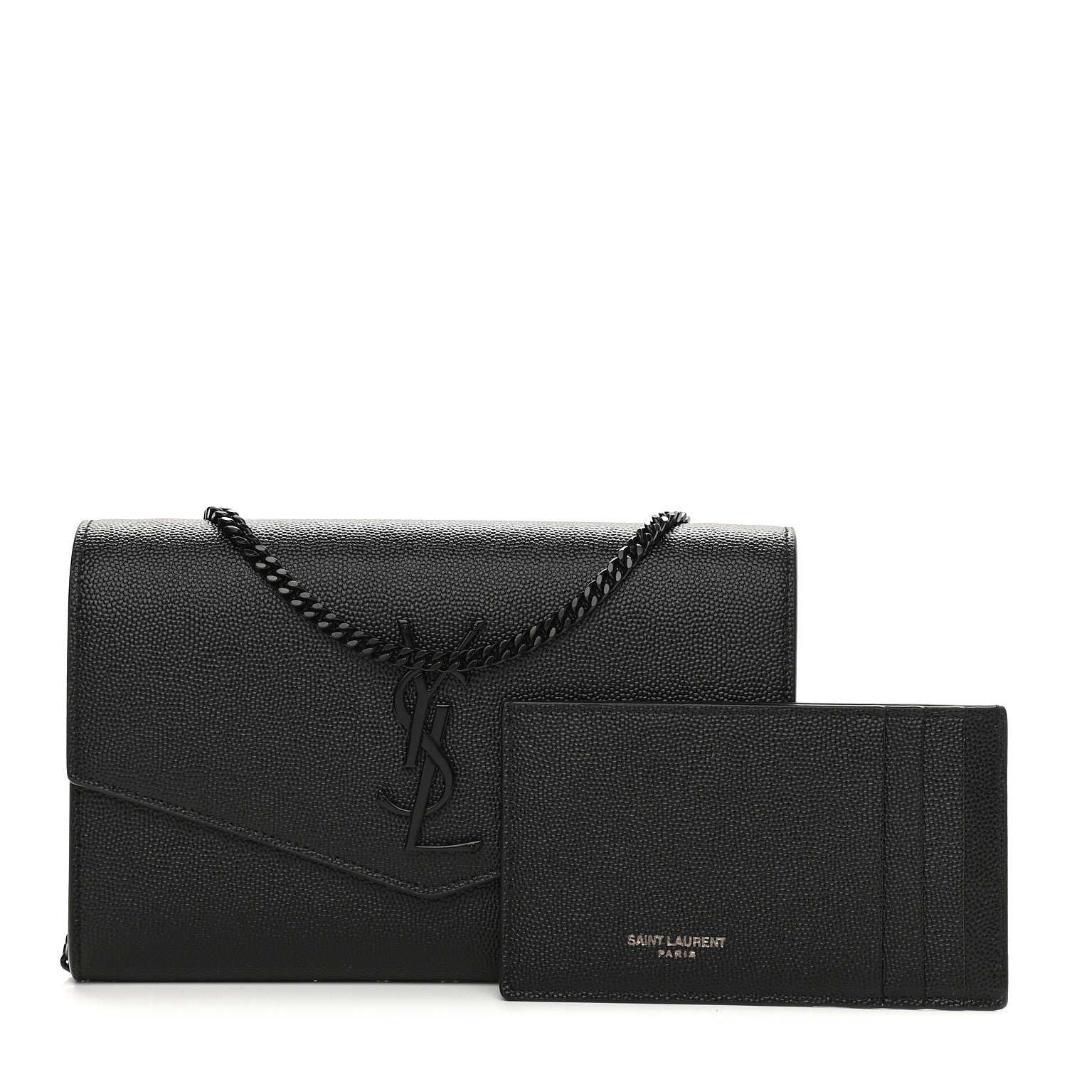 Saint Laurent Grain De Poudre Uptown Chain Wallet Black 1 of 10