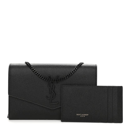 Saint Laurent Grain De Poudre Uptown Chain Wallet Black 1 of 10