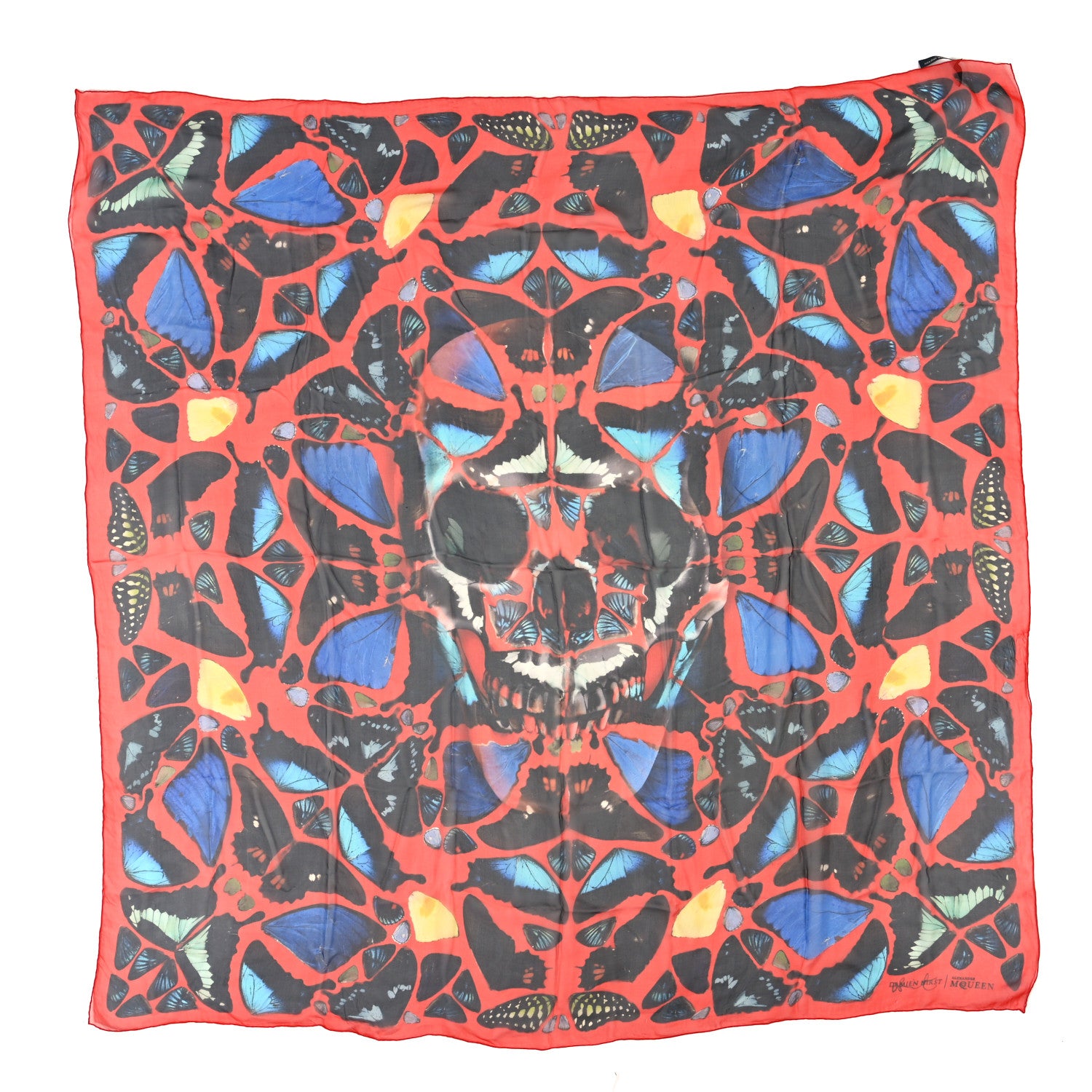 Alexander McQueen x Damien Hirst Silk Chiffon Psalms 113 Scarf Red Multicolor 1 of 3