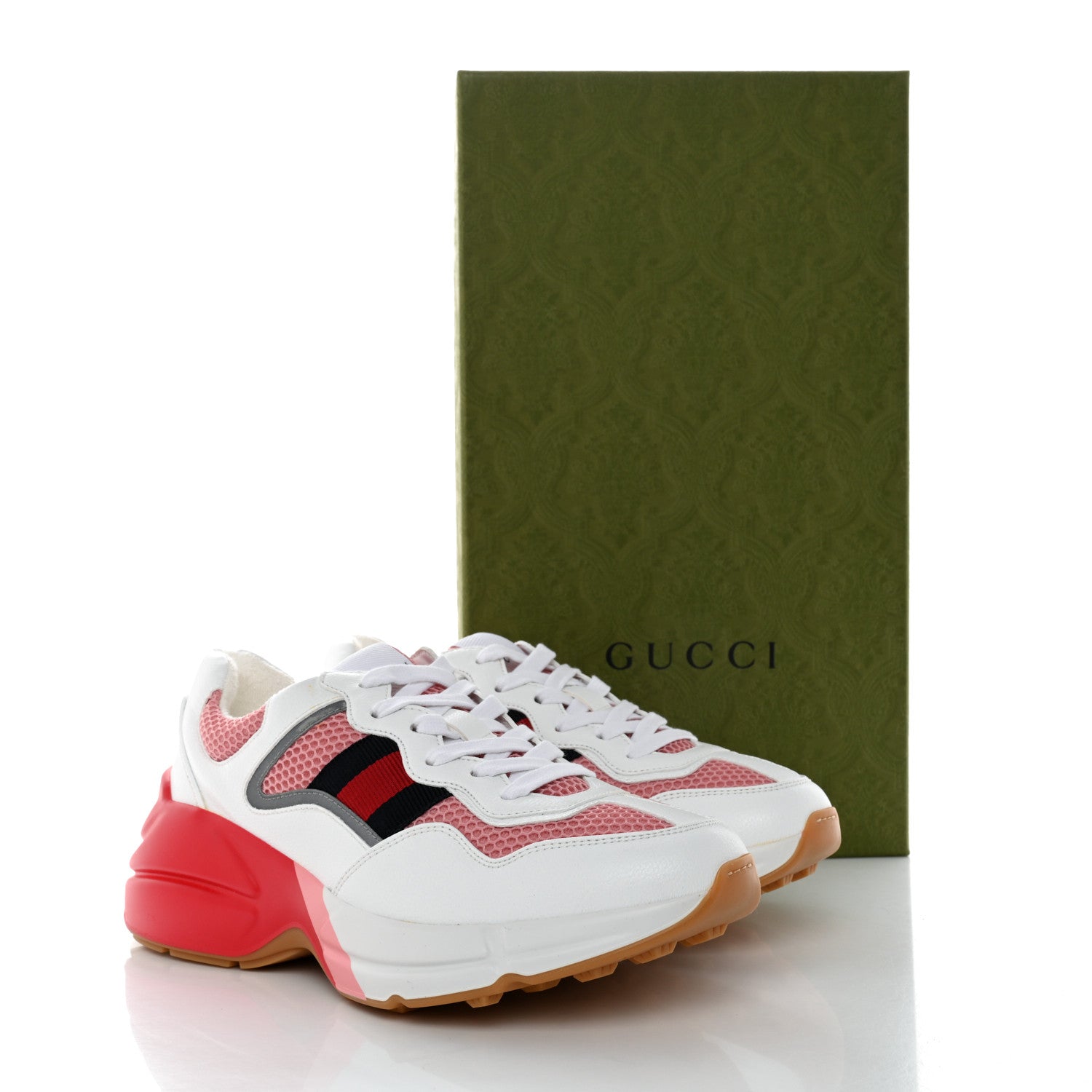 Gucci Lavaredo Eco Fabric Mesh Web Womens Rhyton Reflective Sneakers 37.5 Great White Water Rose Silver 8 of 8