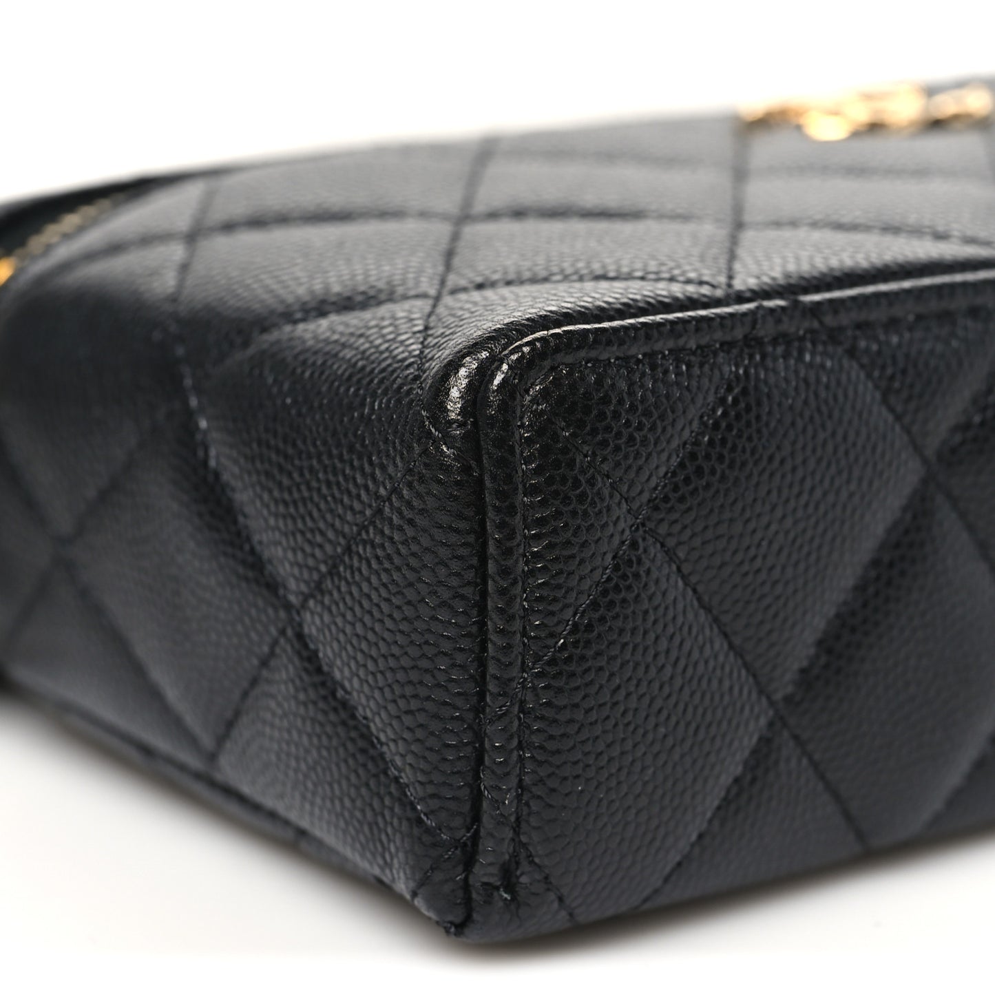Caviar Quilted Top Handle Slim Vanity With Chain Black