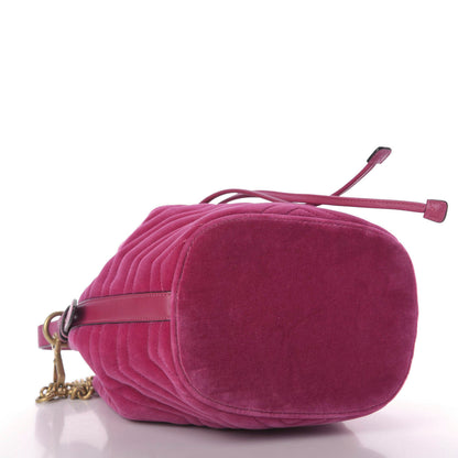 Gucci Velvet Matelasse GG Marmont Bucket Bag Light Raspberry Rose 5 of 10