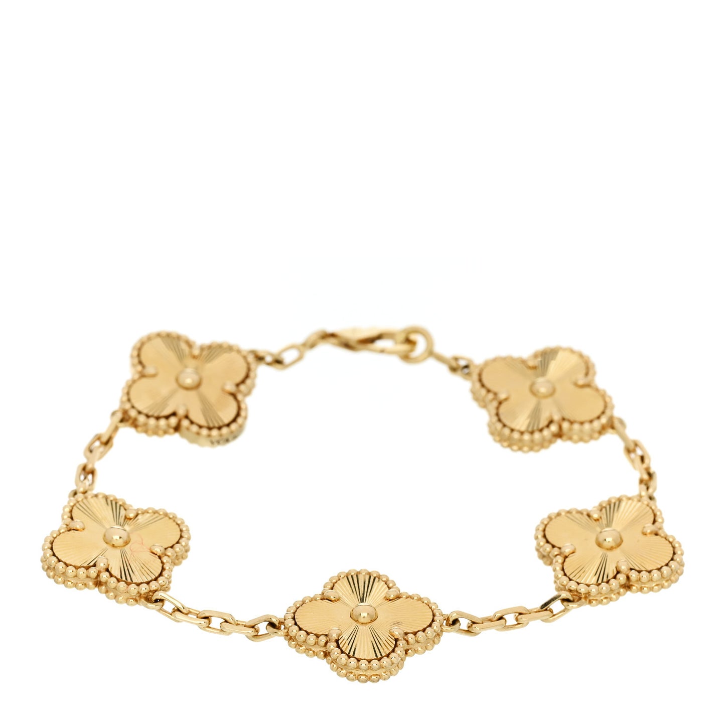 18K Yellow Gold 5 Motifs Guilloche Vintage Alhambra Bracelet