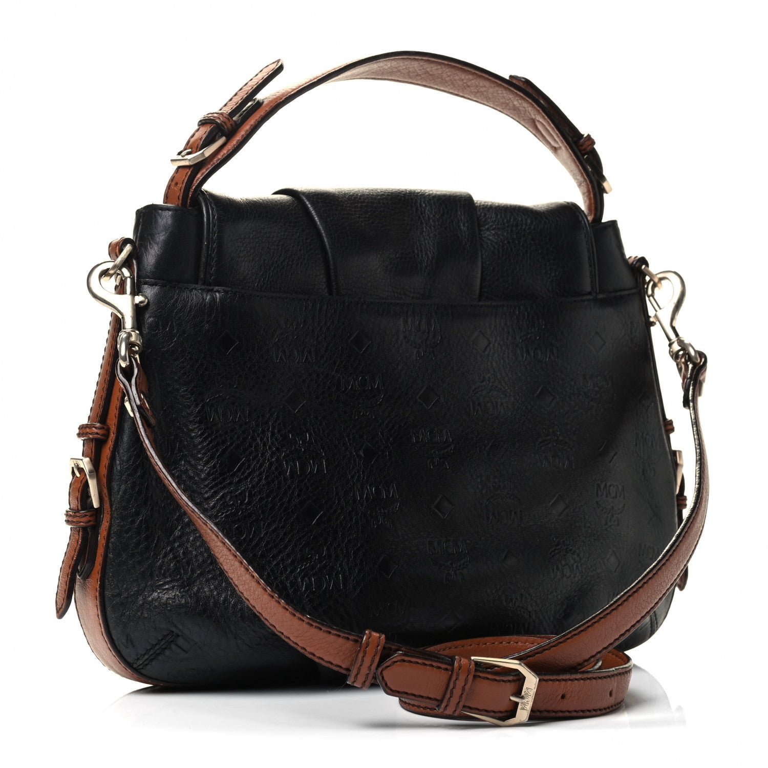 MCM Calfskin Ottomar Monogram Shoulder Bag Black 2 of 4