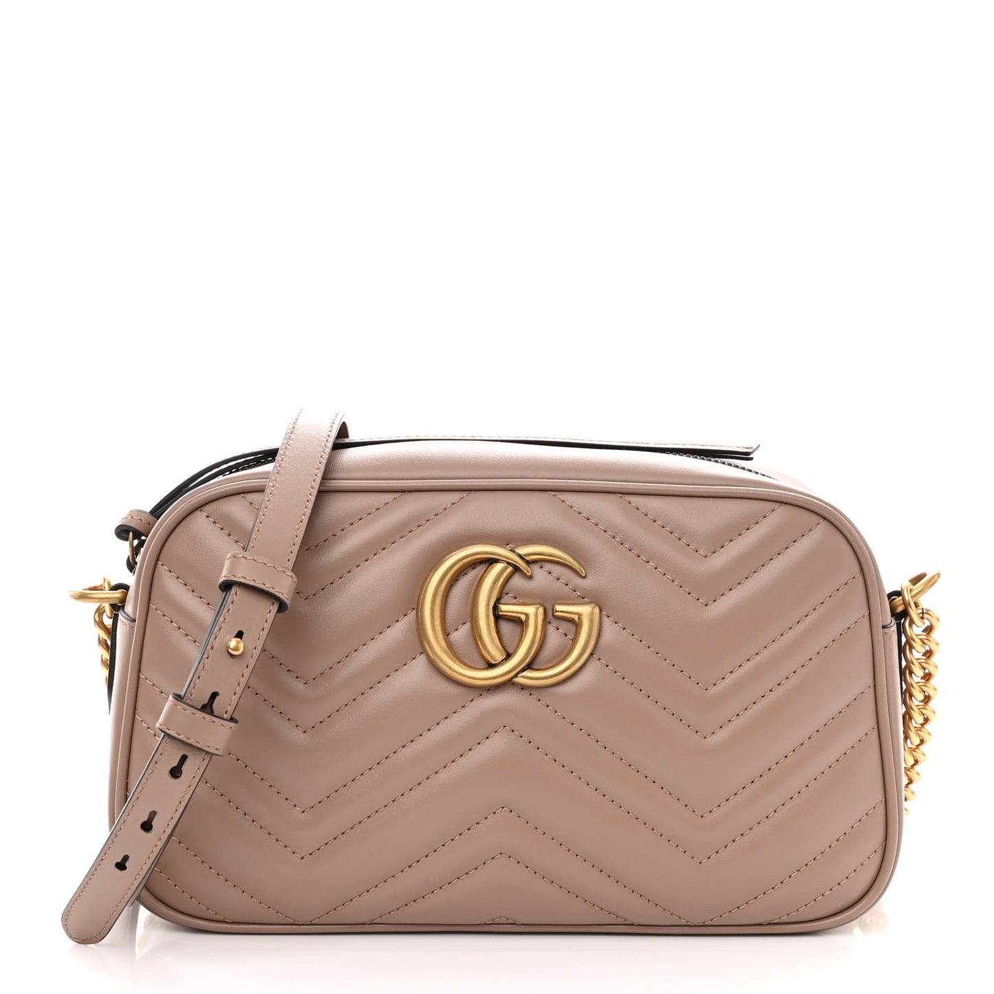 Calfskin Matelasse Small GG Marmont Chain Shoulder Bag Porcelain Rose
