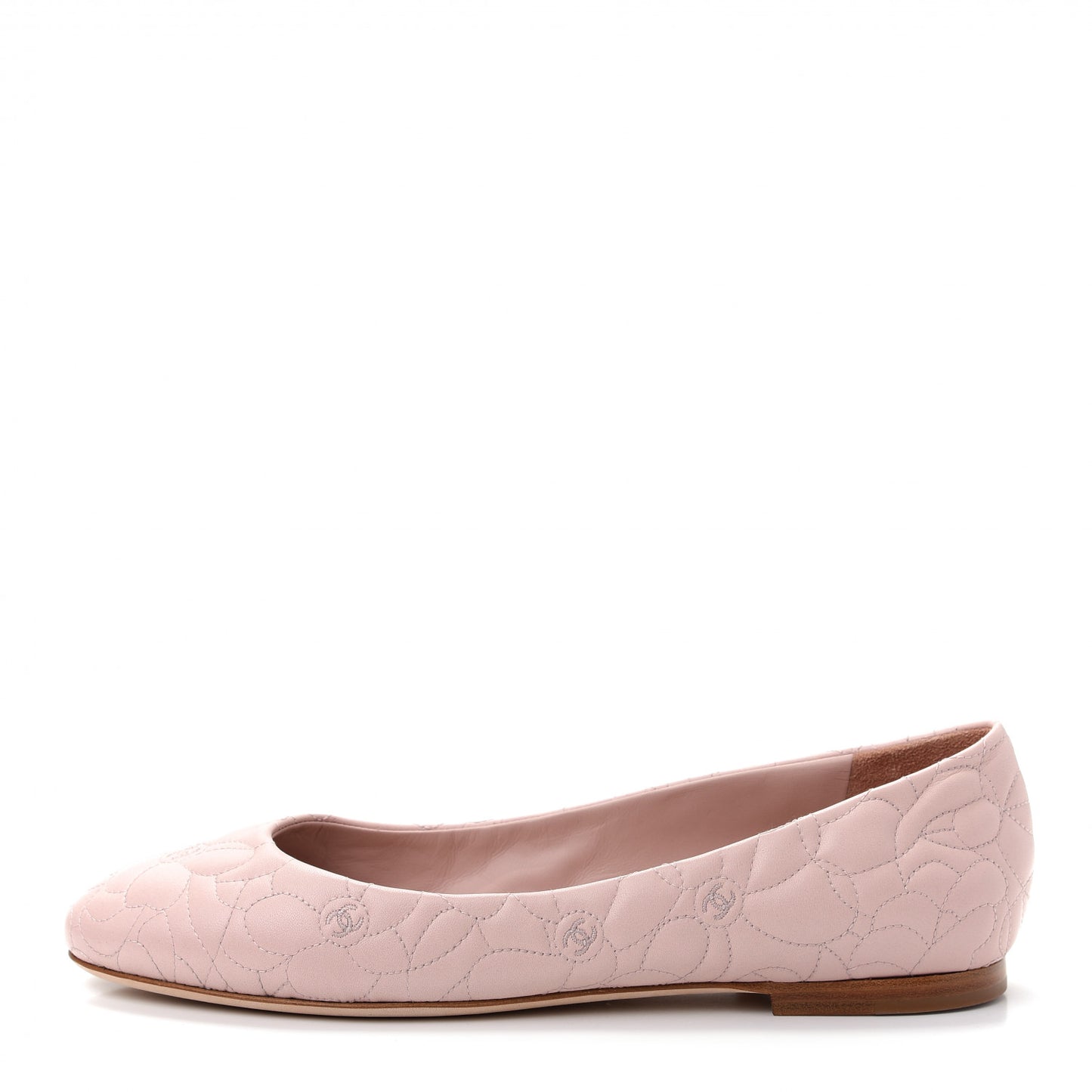 Lambskin Camellia Embroidered CC Ballerina Flats 41 Light Pink