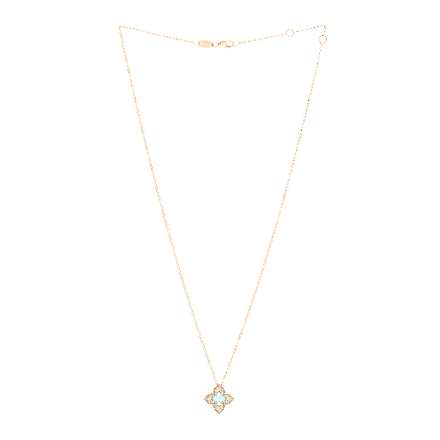 Roberto Coin 18K Rose Gold Diamond Blue Topaz Small Venetian Princess Carnival Pendant Necklace 3 of 5