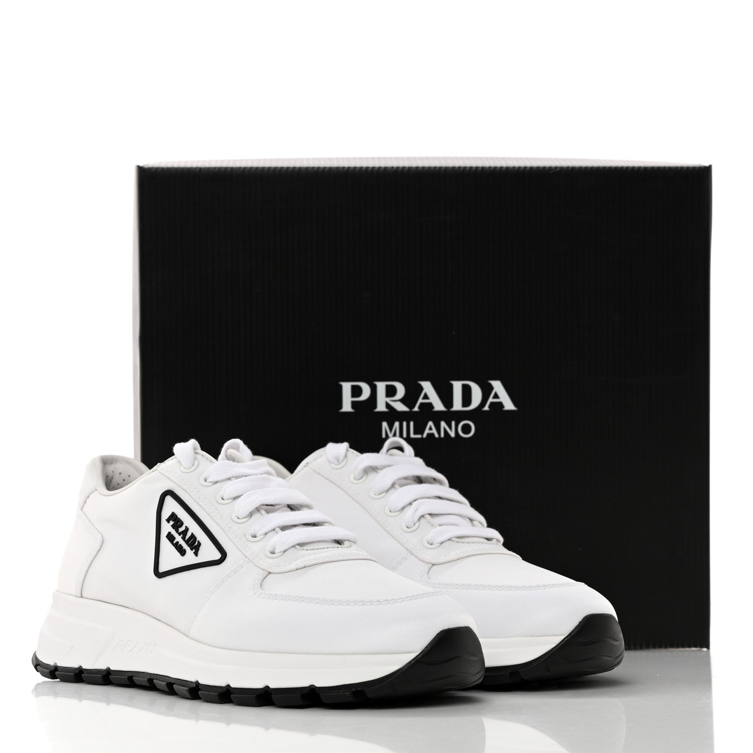 Prada Re-Nylon Triangle Logo Womens Prax 01 45mm Sneakers 38.5 White Black 12 of 12