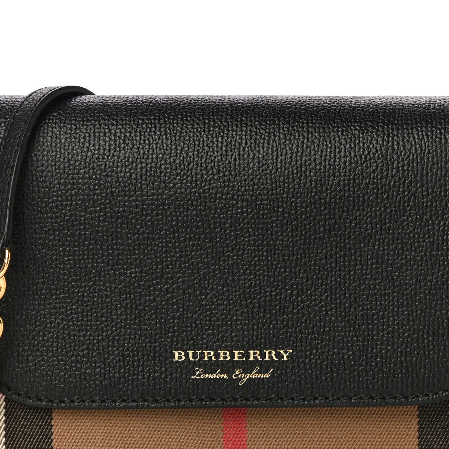Derby Calfskin House Check Wallet On Chain Black