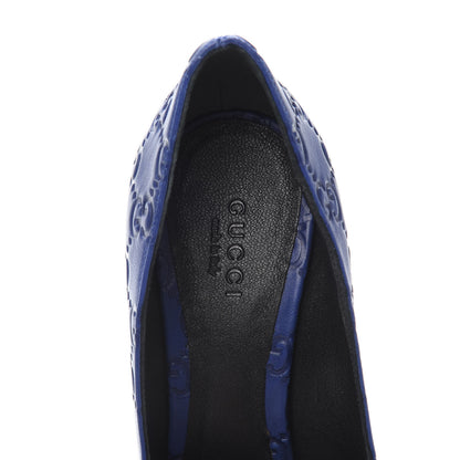 Gucci Soft Guccissima GG Peep Toe Heels 36 Blu Cina 6 of 9