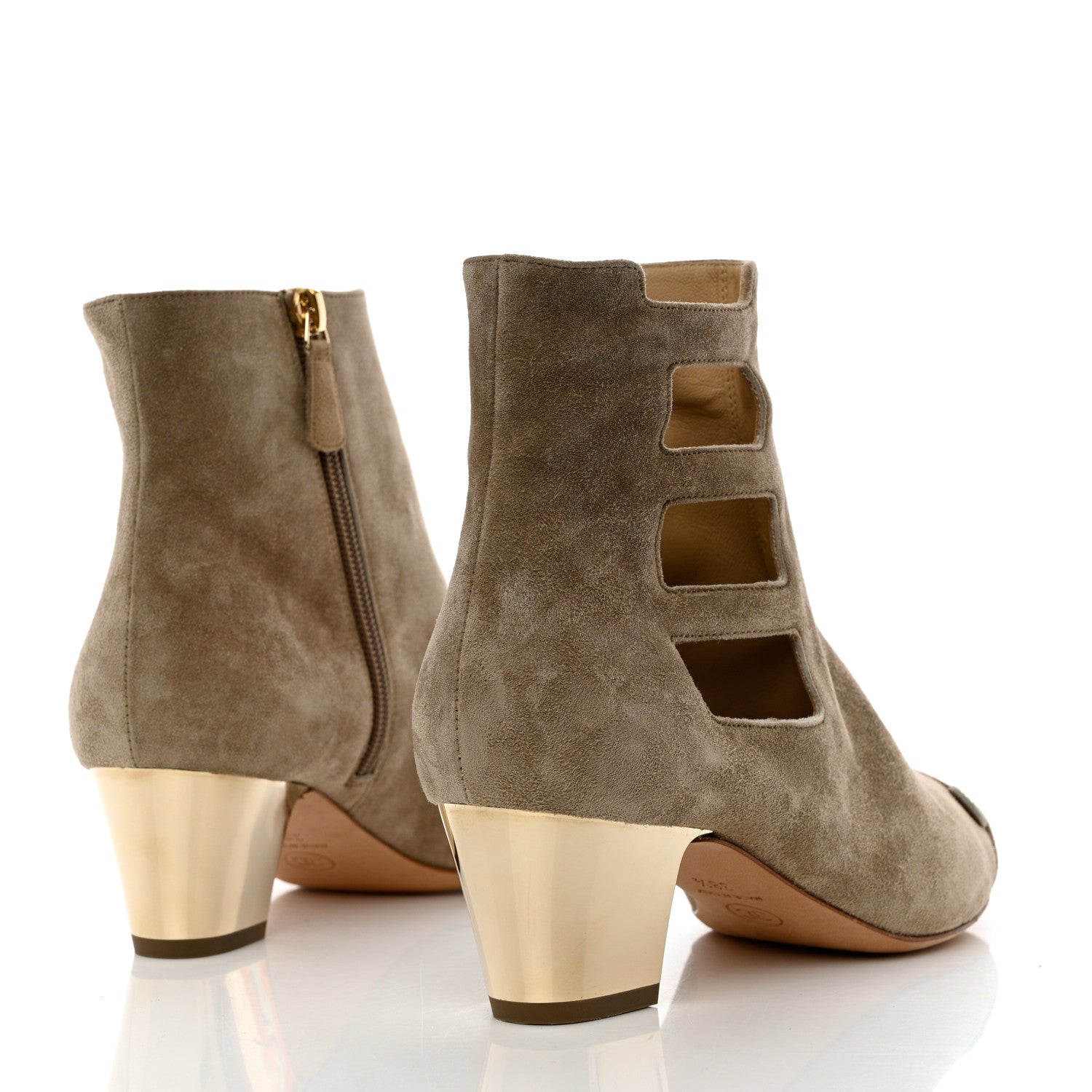Chanel Suede Calfskin CC Cutout Short Boots 38.5 Beige 4 of 9