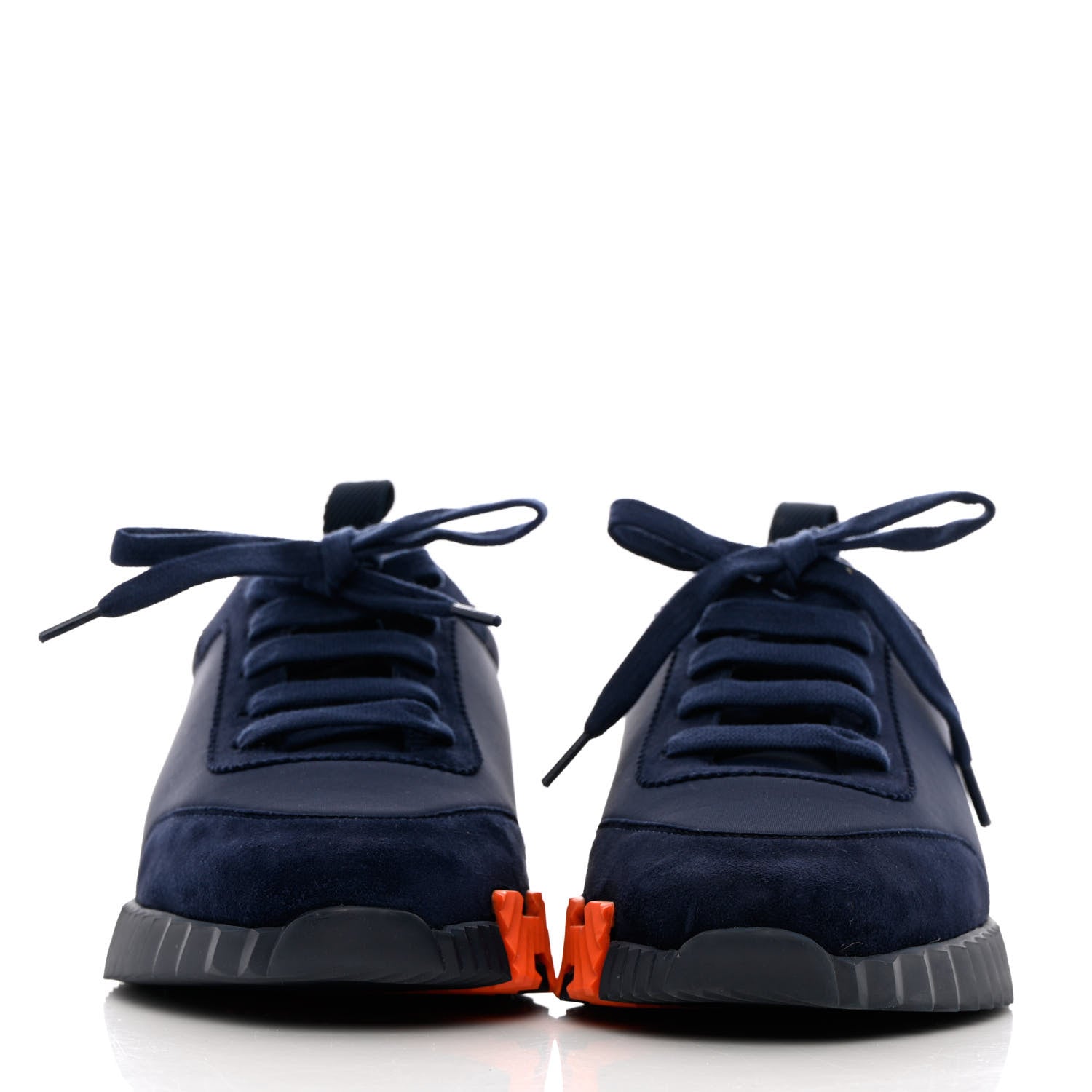 Hermes Technical Jersey Suede Goatskin Bouncing Sneakers 37 Marine 2 of 8