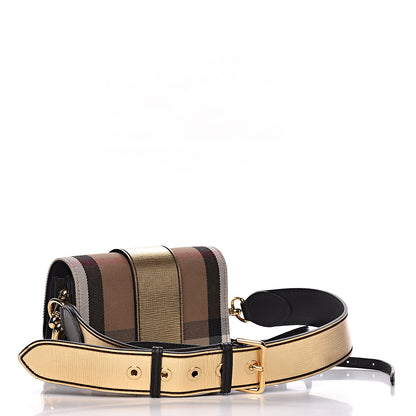 Burberry Metallic Calfskin Check Small Madison Buckle Bag Gold 4 of 11