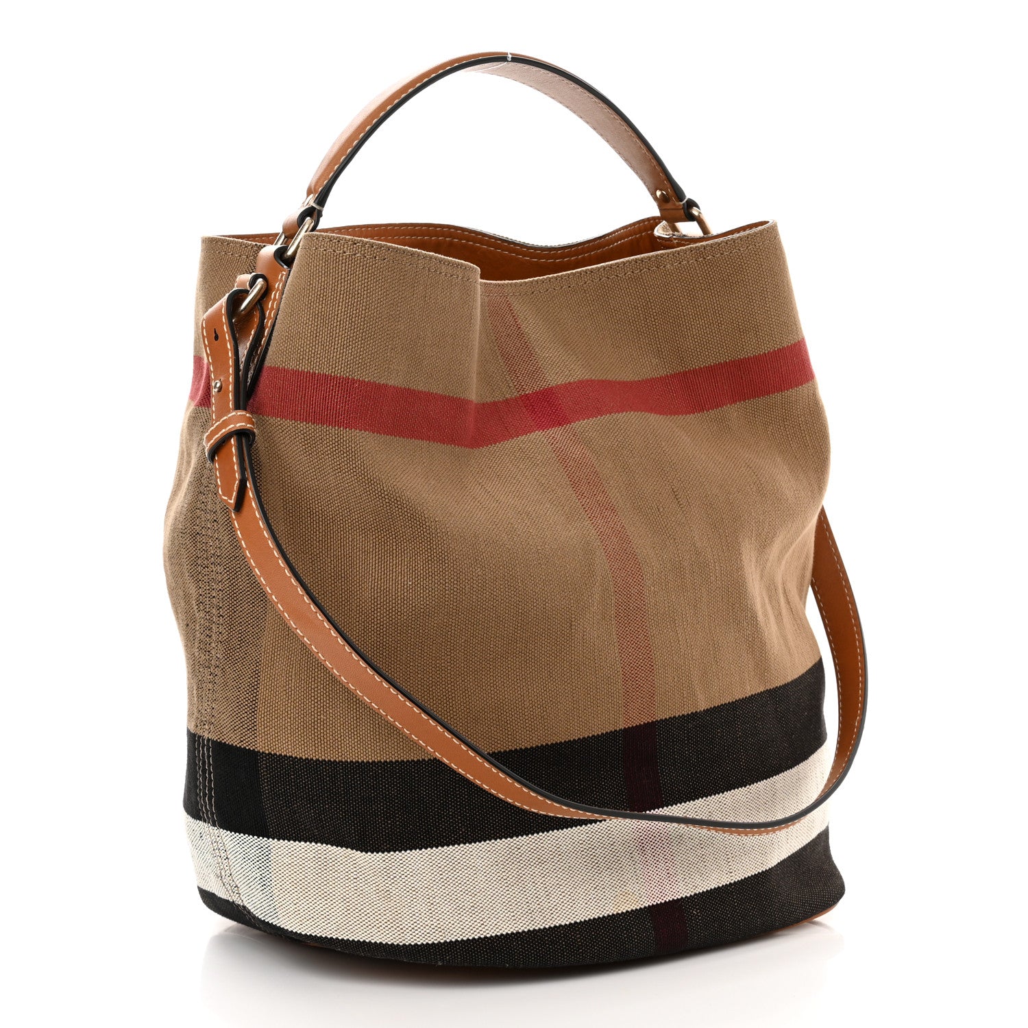 Burberry Canvas Mega Check Medium Ashby Hobo Saddle Brown 3 of 10