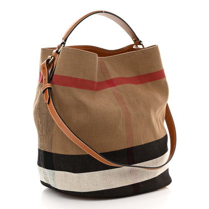Burberry Canvas Mega Check Medium Ashby Hobo Saddle Brown 3 of 10