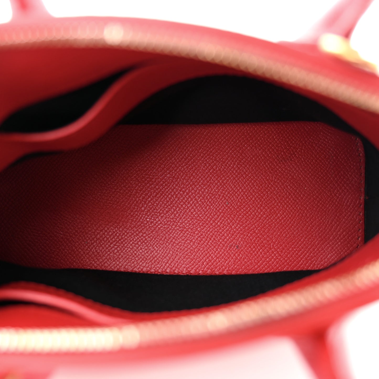 Signature Grained Calfskin Logo XXS Ville Top Handle Bag Rouge Lantern Black