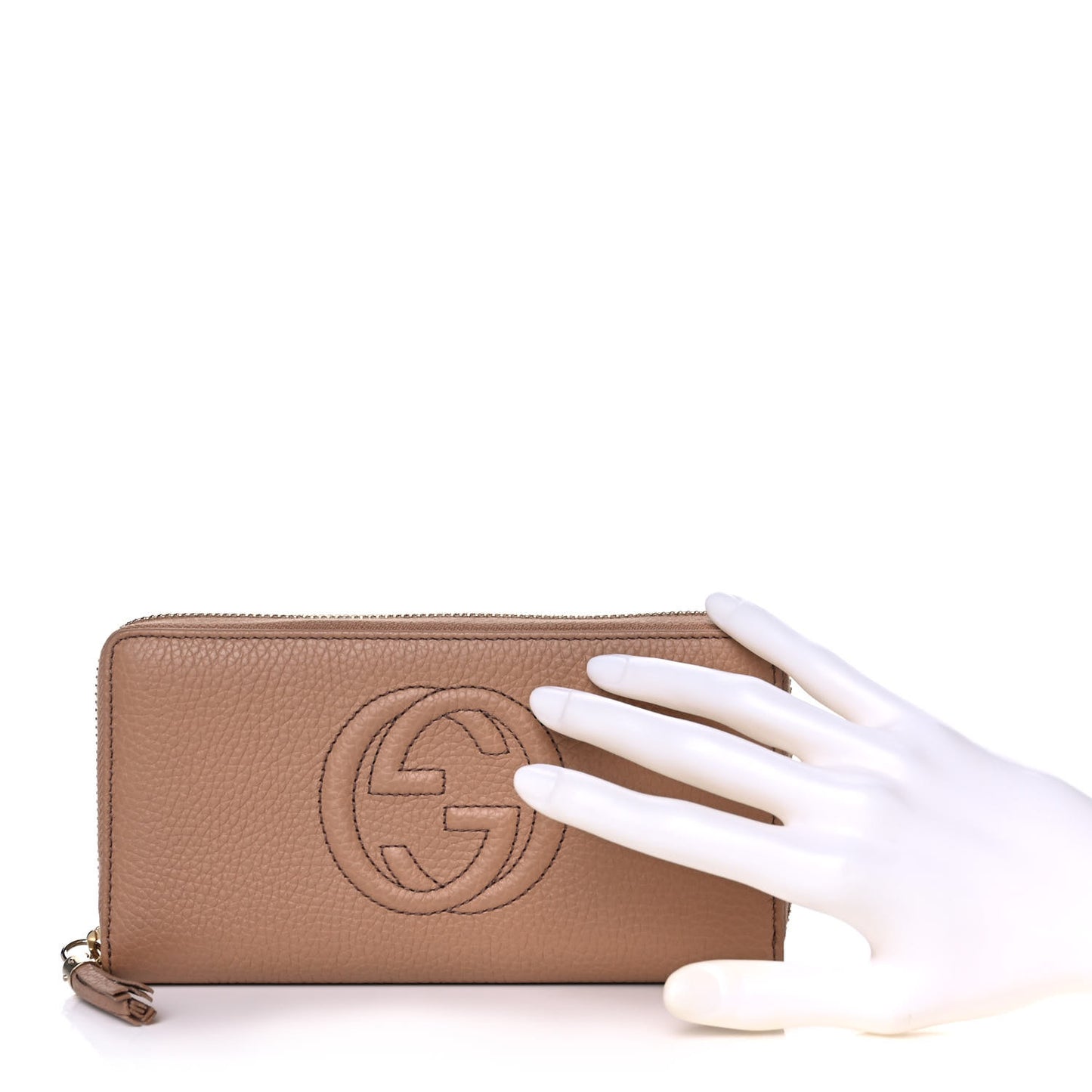 Pebbled Calfskin Soho Zip Around Wallet Camelia