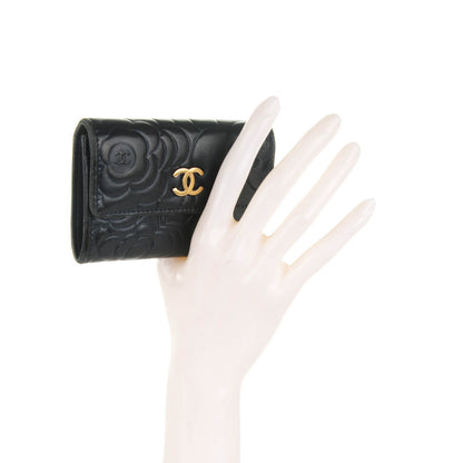 Chanel Lambskin Camellia Embossed Card Holder Black 2 of 8