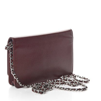 Chanel Caviar Timeless CC Wallet on Chain WOC Dark Red 2 of 7