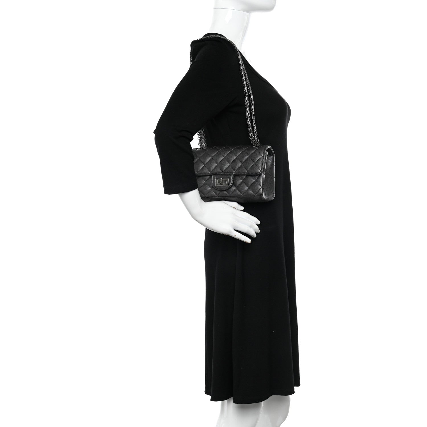 Chanel Metallic Sheepskin Quilted 2.55 Reissue Mini Flap Dark Grey 2 of 10