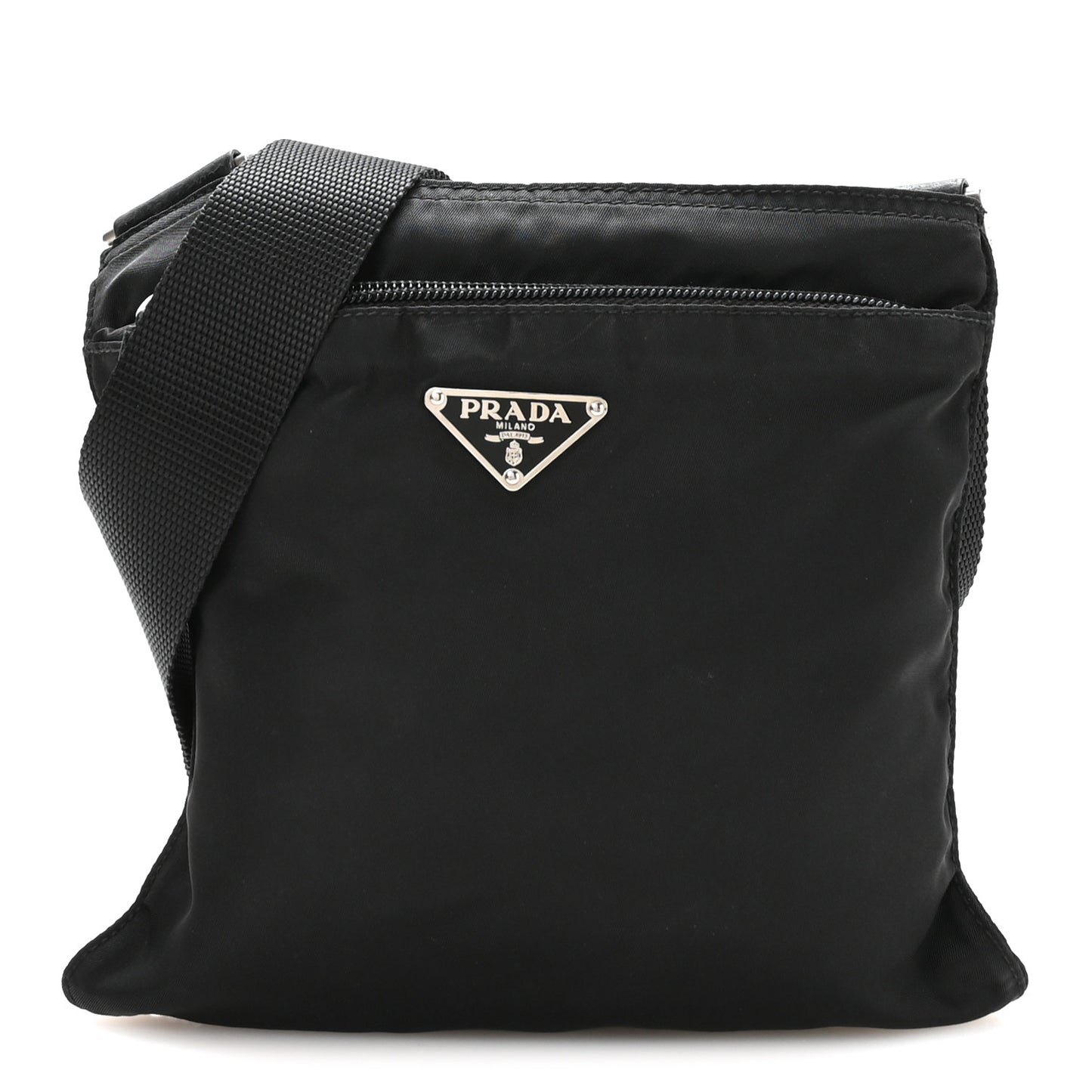 Nylon Small Flat Messenger Bag Black