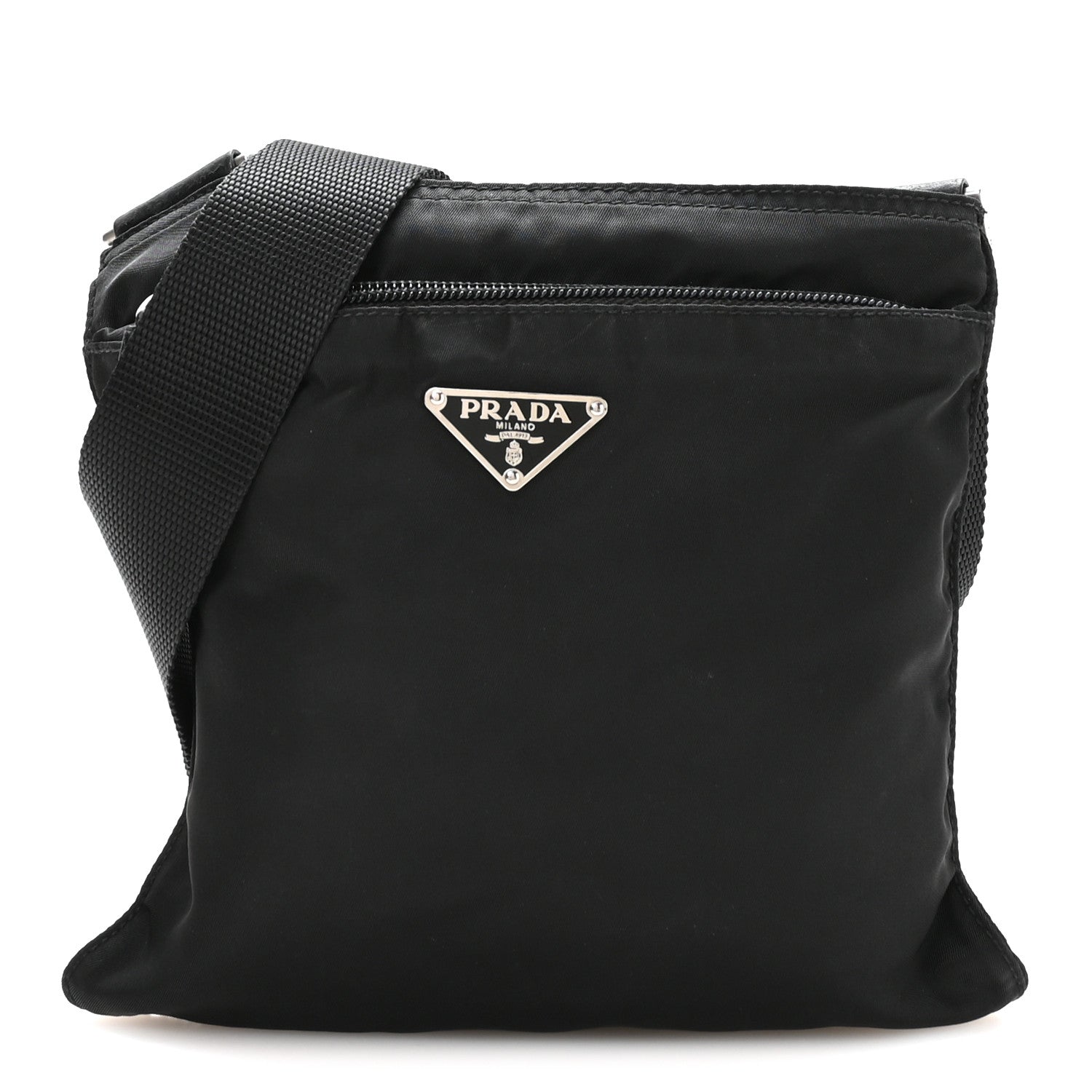 Prada Nylon Small Flat Messenger Bag Black 1 of 10