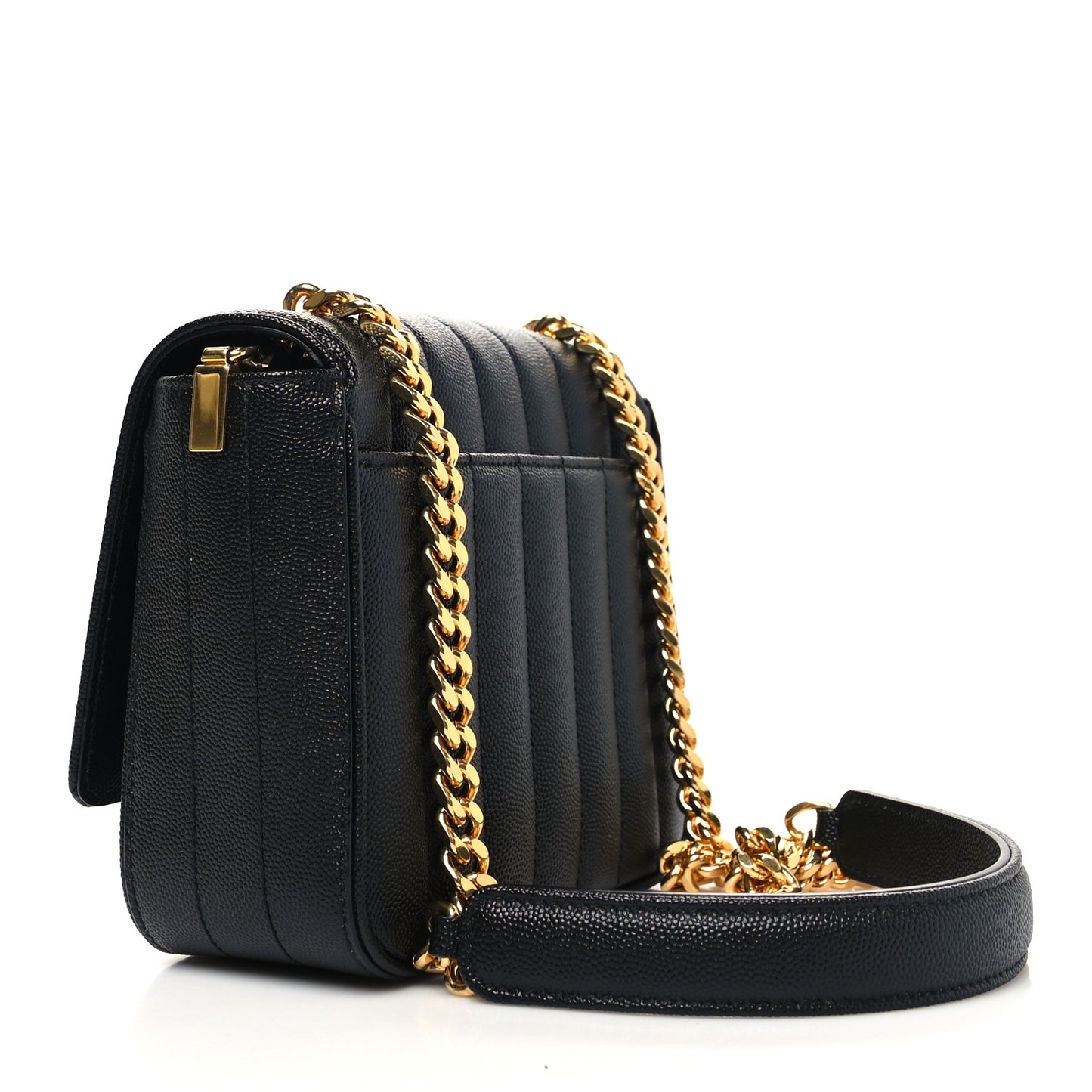 Grain De Poudre Matelasse Monogram Small Vicky Chain Bag Black