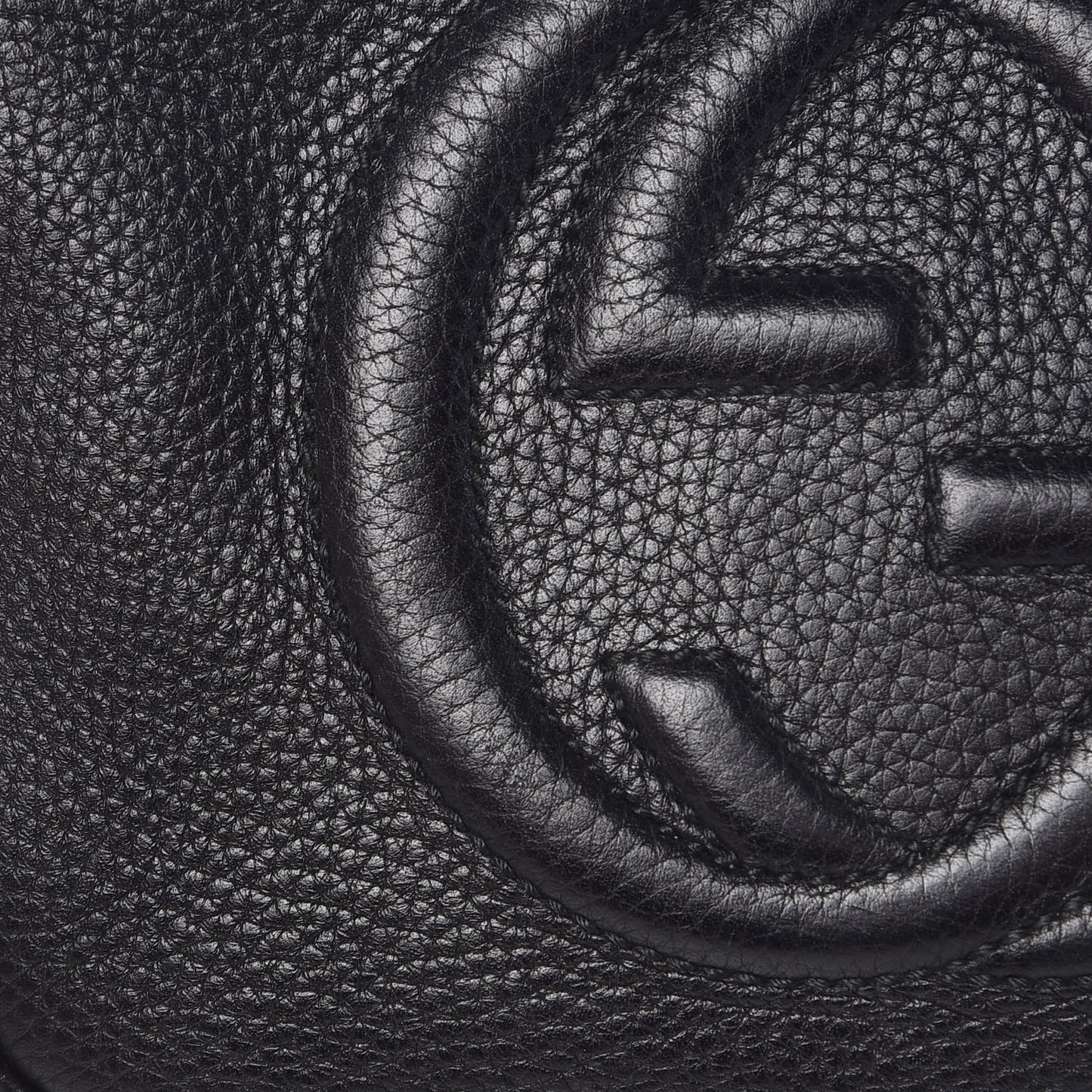 Pebbled Calfskin Small Soho Disco Bag Black