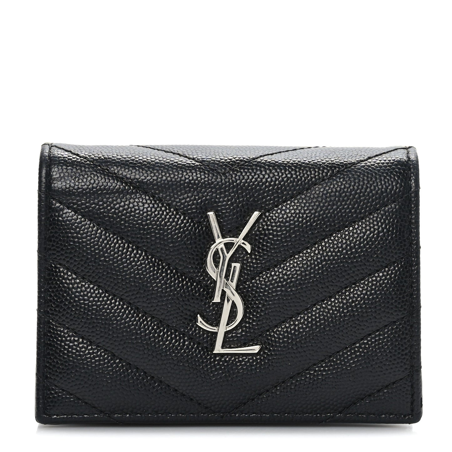 Grain De Poudre Matelasse Chevron Monogram Card Case Black