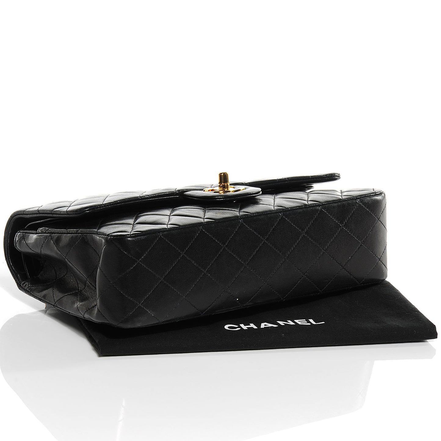 Lambskin Medium Double Flap Black