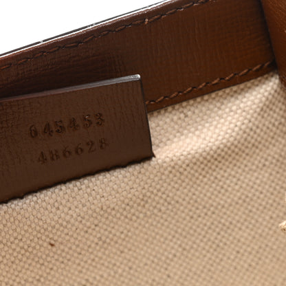 Gucci GG Supreme Monogram Azalea Calfskin Mini Horsebit 1955 Foldover Top Handle Bag Beige Ebony Brown Sugar 8 of 11