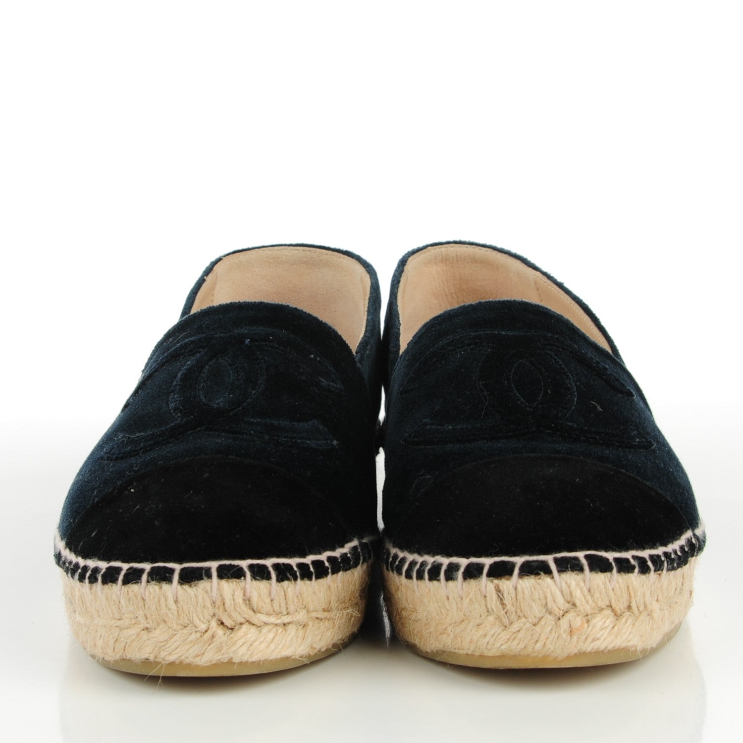 Chanel Velvet CC Espadrilles 39 Navy Black 4 of 17