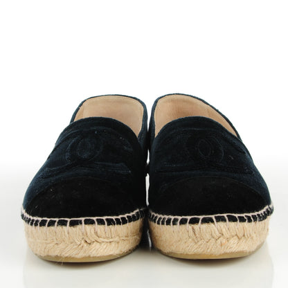 Chanel Velvet CC Espadrilles 39 Navy Black 4 of 17