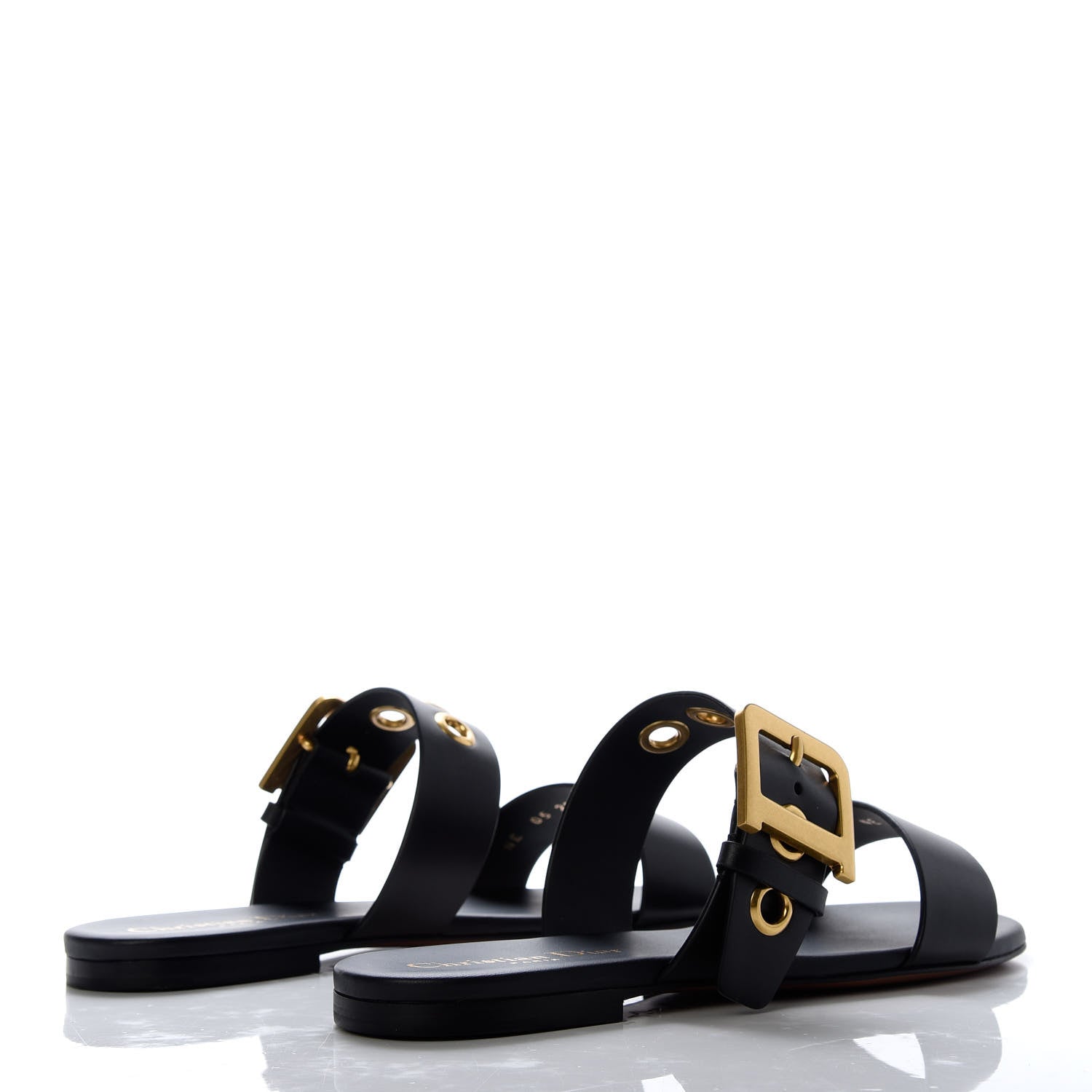 Christian Dior Calfskin D-Dior Slide Flat Sandals 36.5 Black 4 of 10