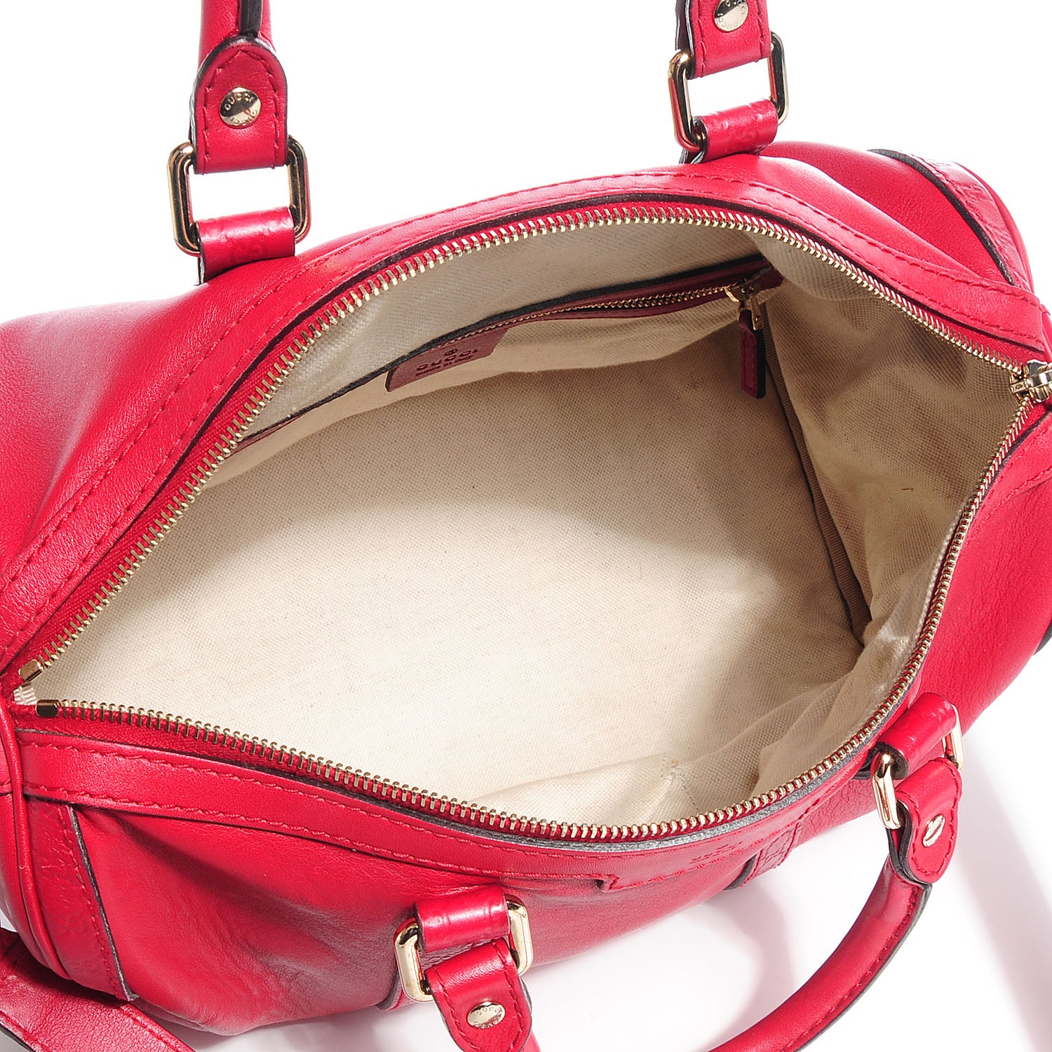 Gucci Calfskin Microguccissima Trim Medium Boston Raspberry Red 4 of 7