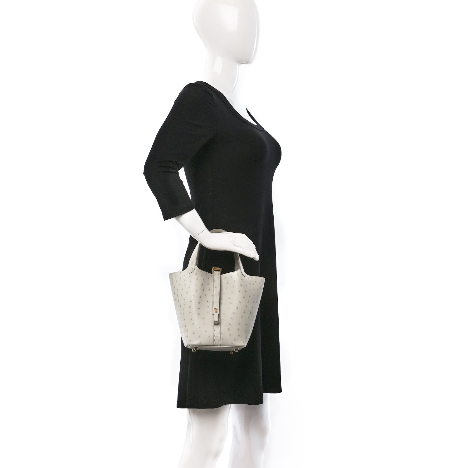 Hermes Ostrich Picotin Lock 18 Gris Perle 2 of 9
