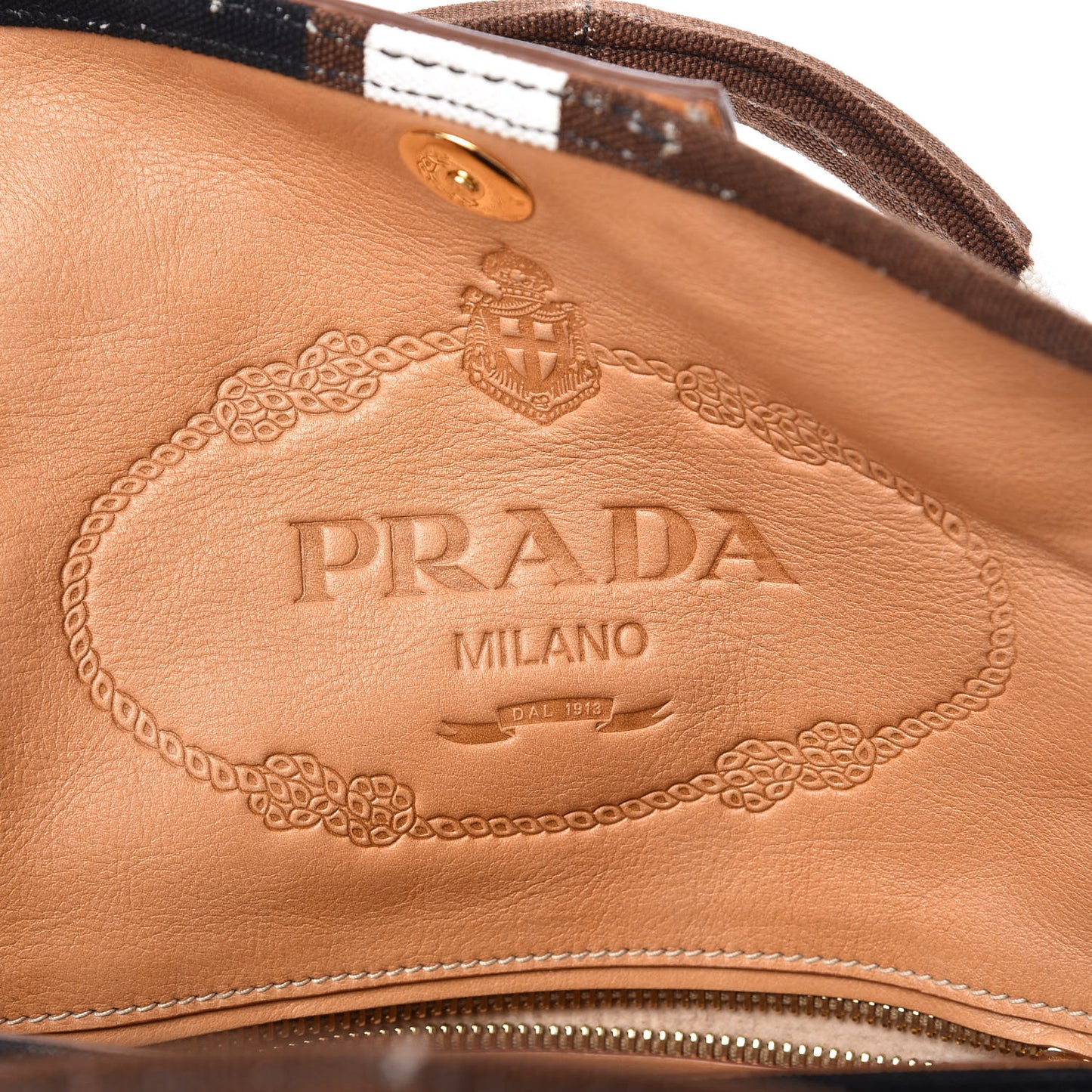Canvas Canapa Righe Striped Top Handle Satchel Tabacco
