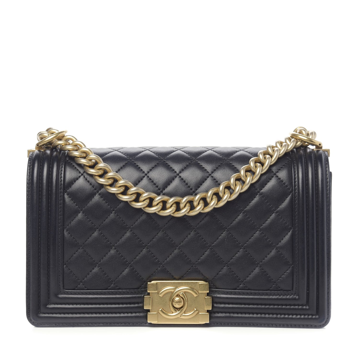 Lambskin Quilted Medium Boy Flap Black
