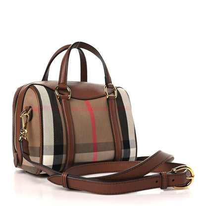 Burberry House Check Derby Calfskin Small Alchester Bowling Bag Honey Tan 3 of 9