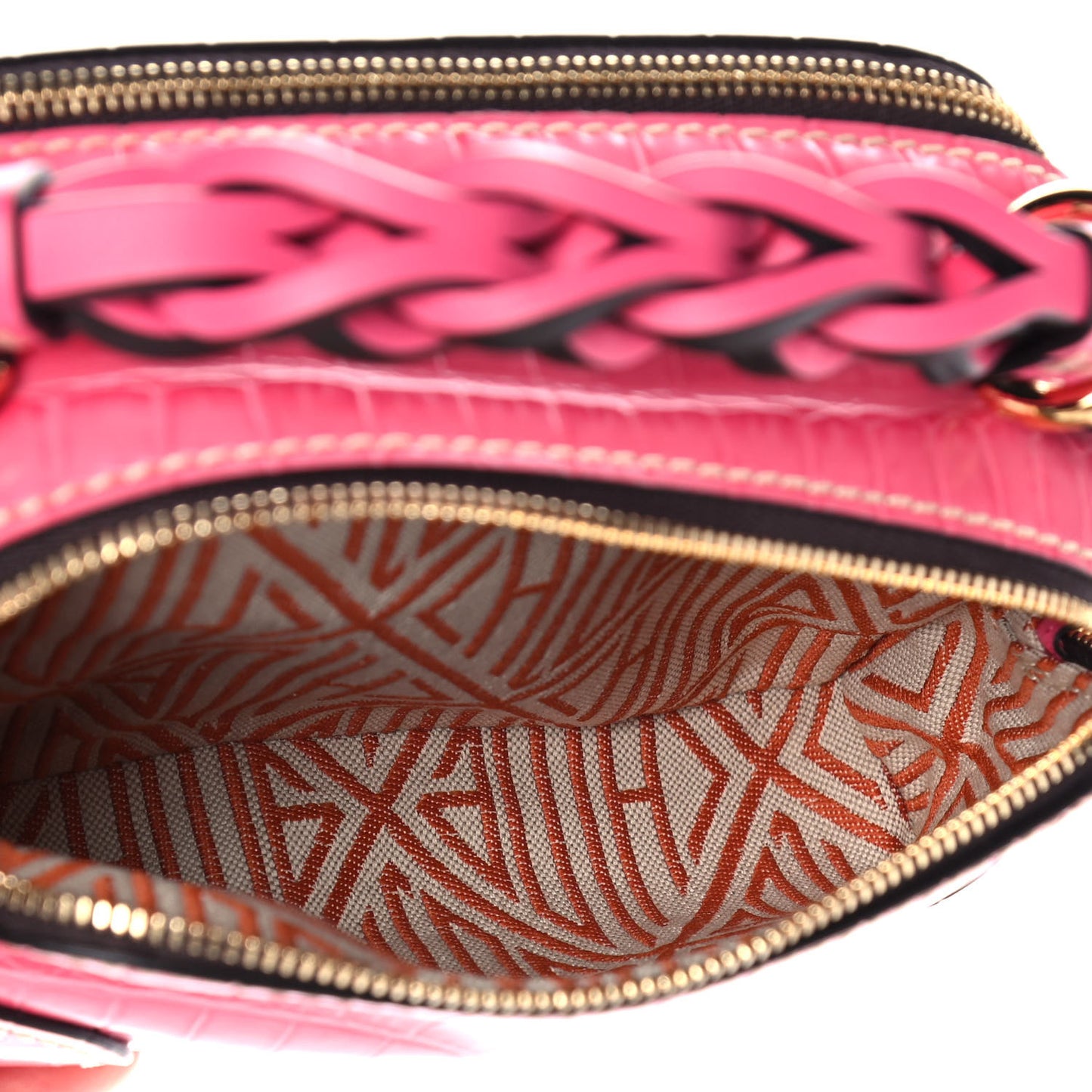 Crocodile Embossed Mini Daria Chain Bag Hot Pink