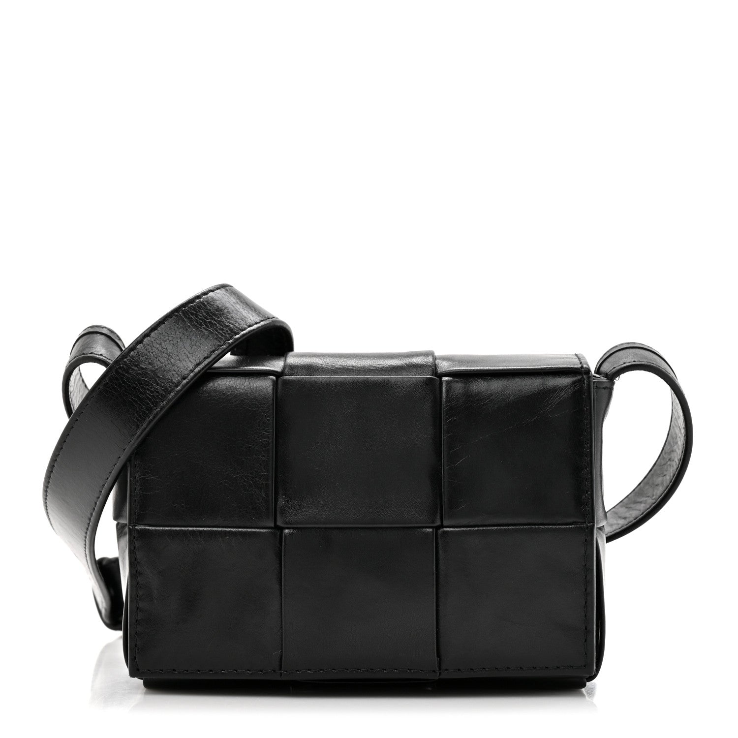 Bottega Veneta Paper Calfskin Maxi Intreccio Extra Mini Cassette Crossbody Bag Black 1 of 10