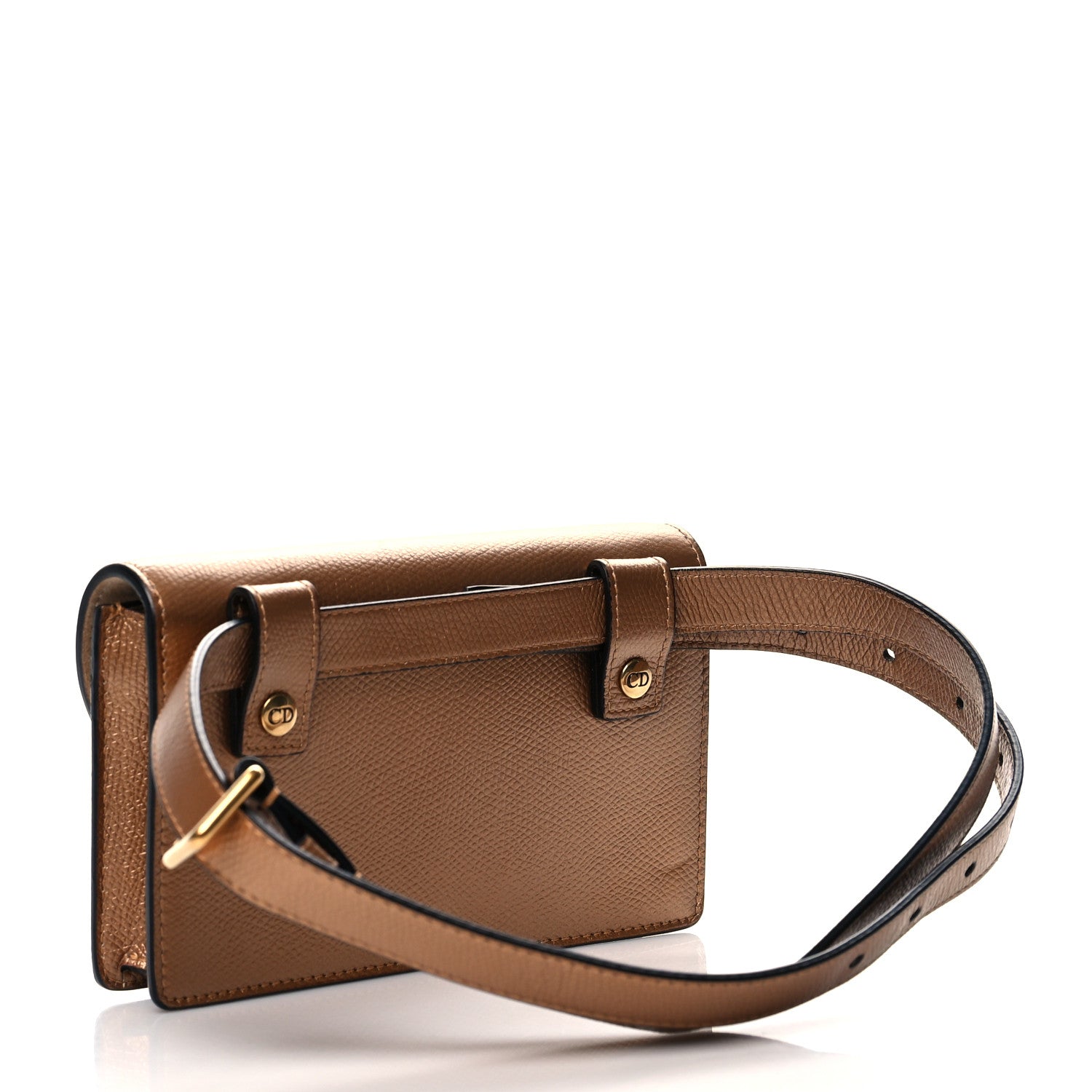 Christian Dior Metallic Grained Calfskin Saddle Belt Bag Gold 3 of 10