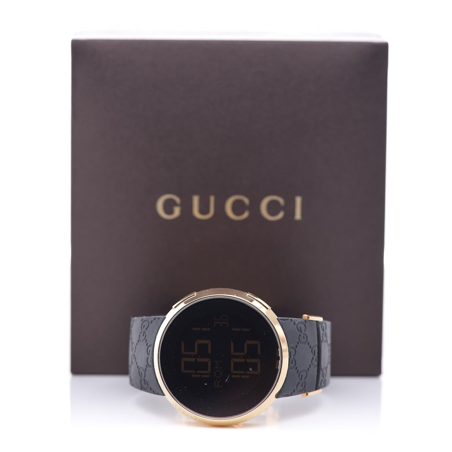 Stainless Steel Rubber 45mm Digital I-Gucci Watch Black