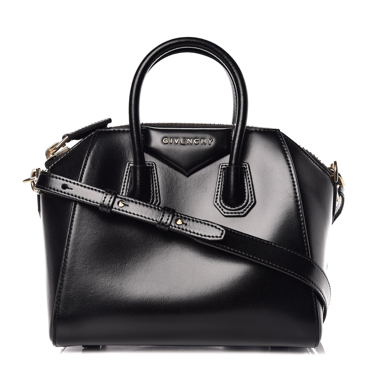 Shiny Lord Calfskin Mini Antigona Black