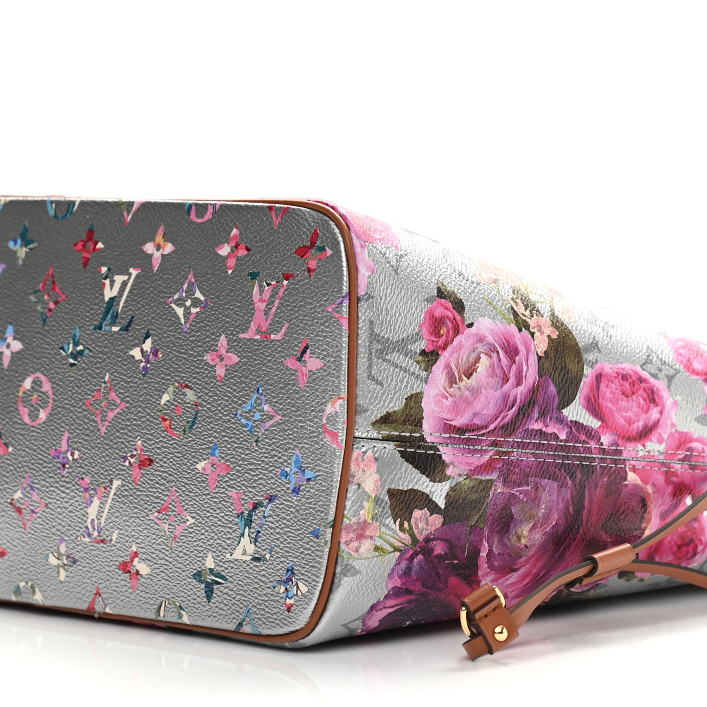 Metallic Monogram LV Garden Neverfull MM Silver
