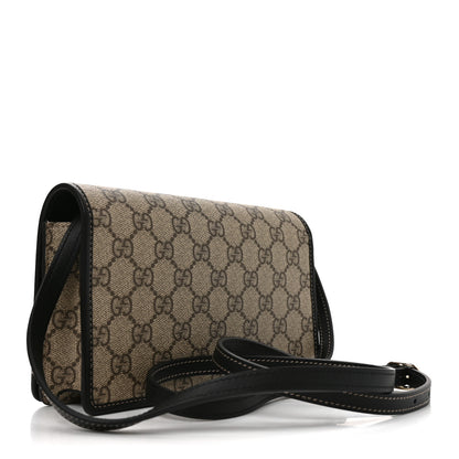 Gucci GG Emblem Monogram Wallet With Strap Beige Ebony Black 3 of 11