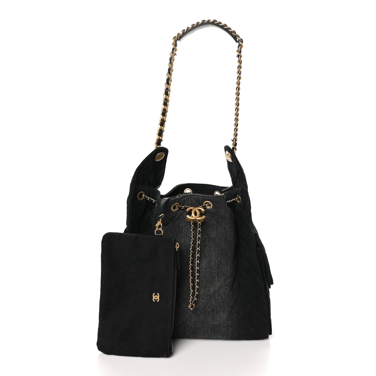 Chanel Washed Denim Quilted Medium Chanel 25 Handbag Black 3 of 12