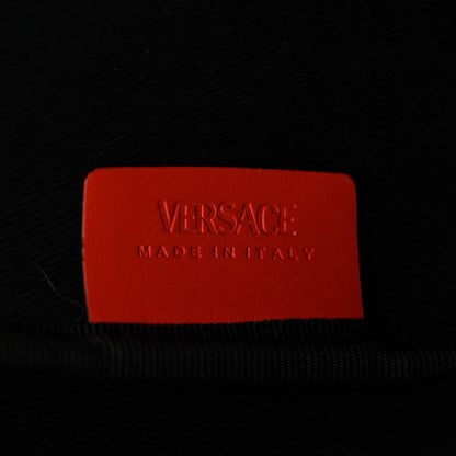 Versace Coated Canvas Calfskin La Greca Signature Shopper Tote Bag Blue Red 7 of 13