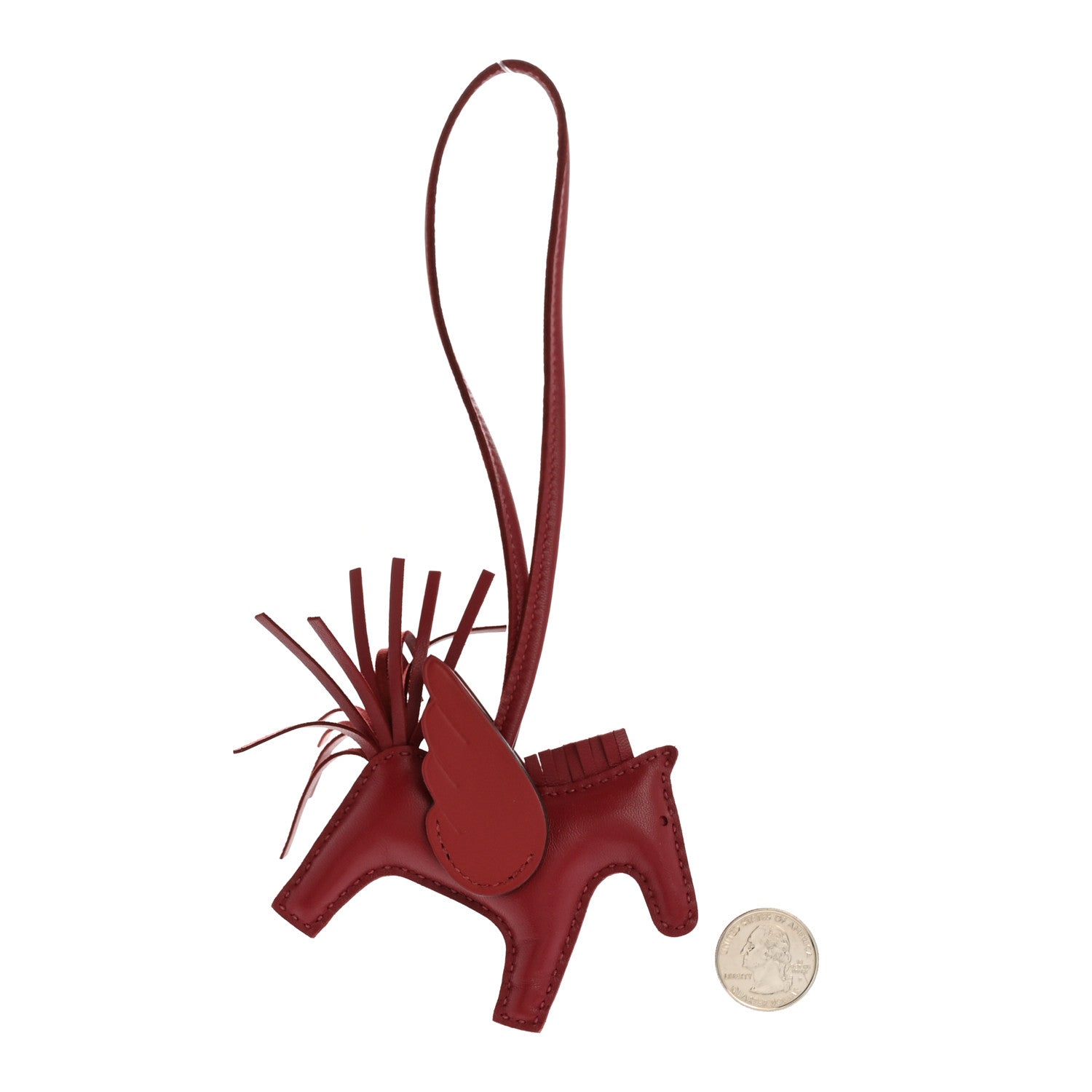 Hermes Milo Lambskin Grigri Rodeo Pegase Horse Bag Charm PM Rouge