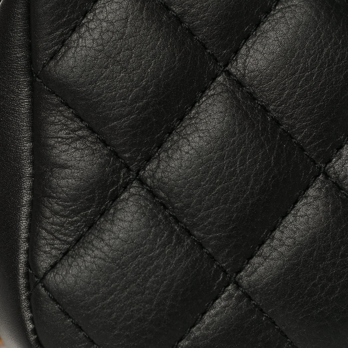 Calfskin Quilted Top Handle Flap Black